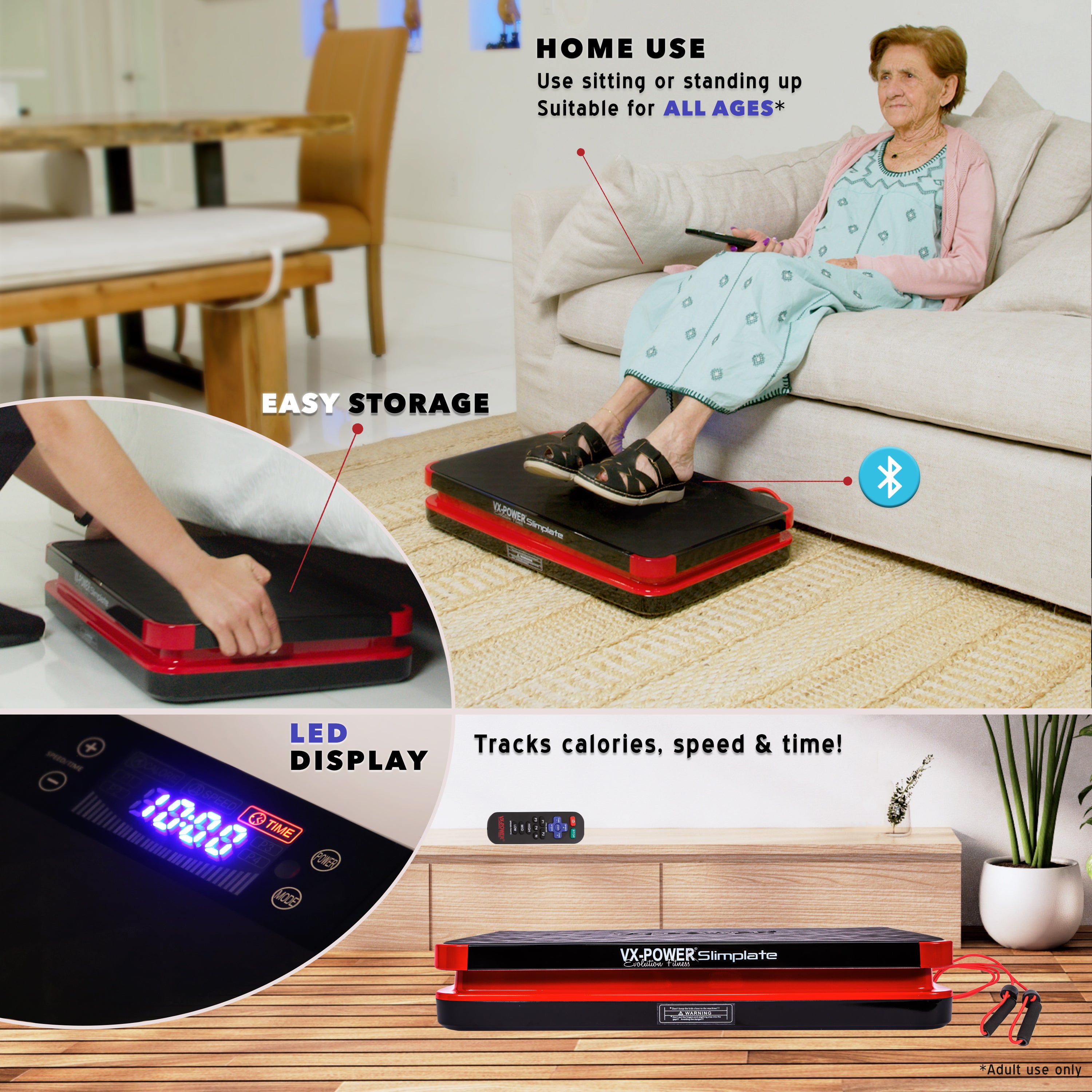 VX-Power Slimplate Digital Vibration Plate Red/Black VX-Power Slimplate Digital Vibration Plate Red/Black