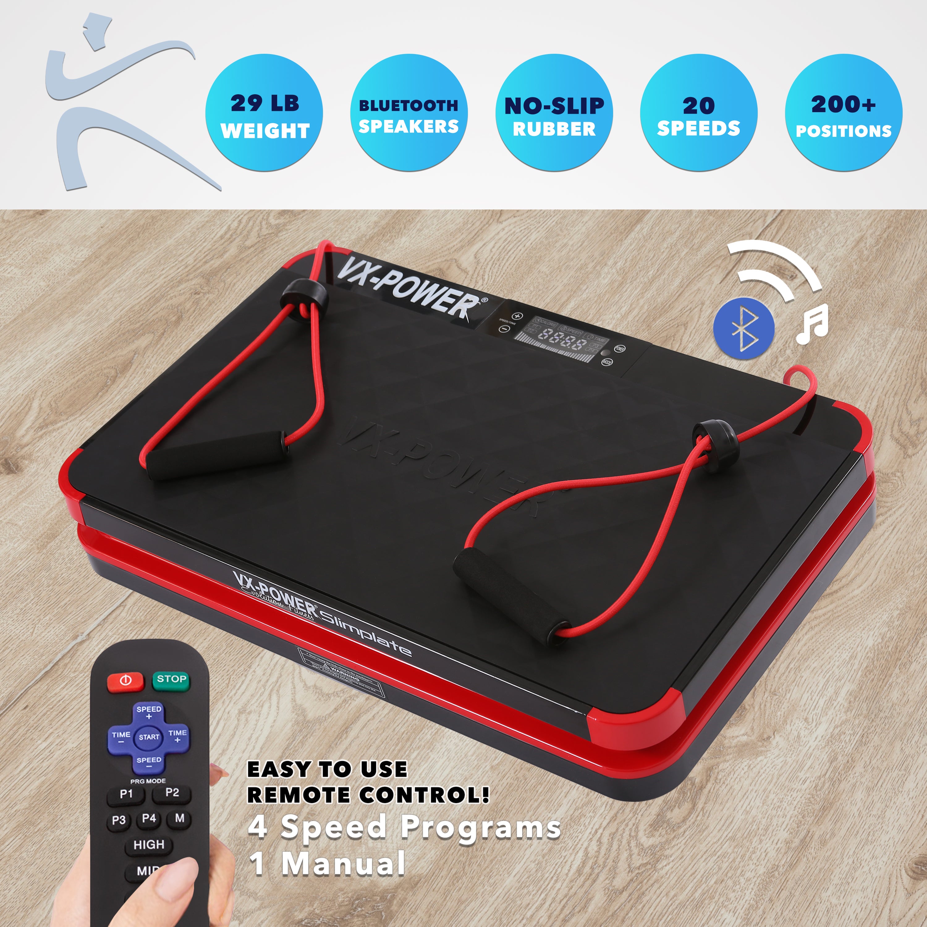 VX-Power Slimplate Digital Vibration Plate Red/Black VX-Power Slimplate Digital Vibration Plate Red/Black