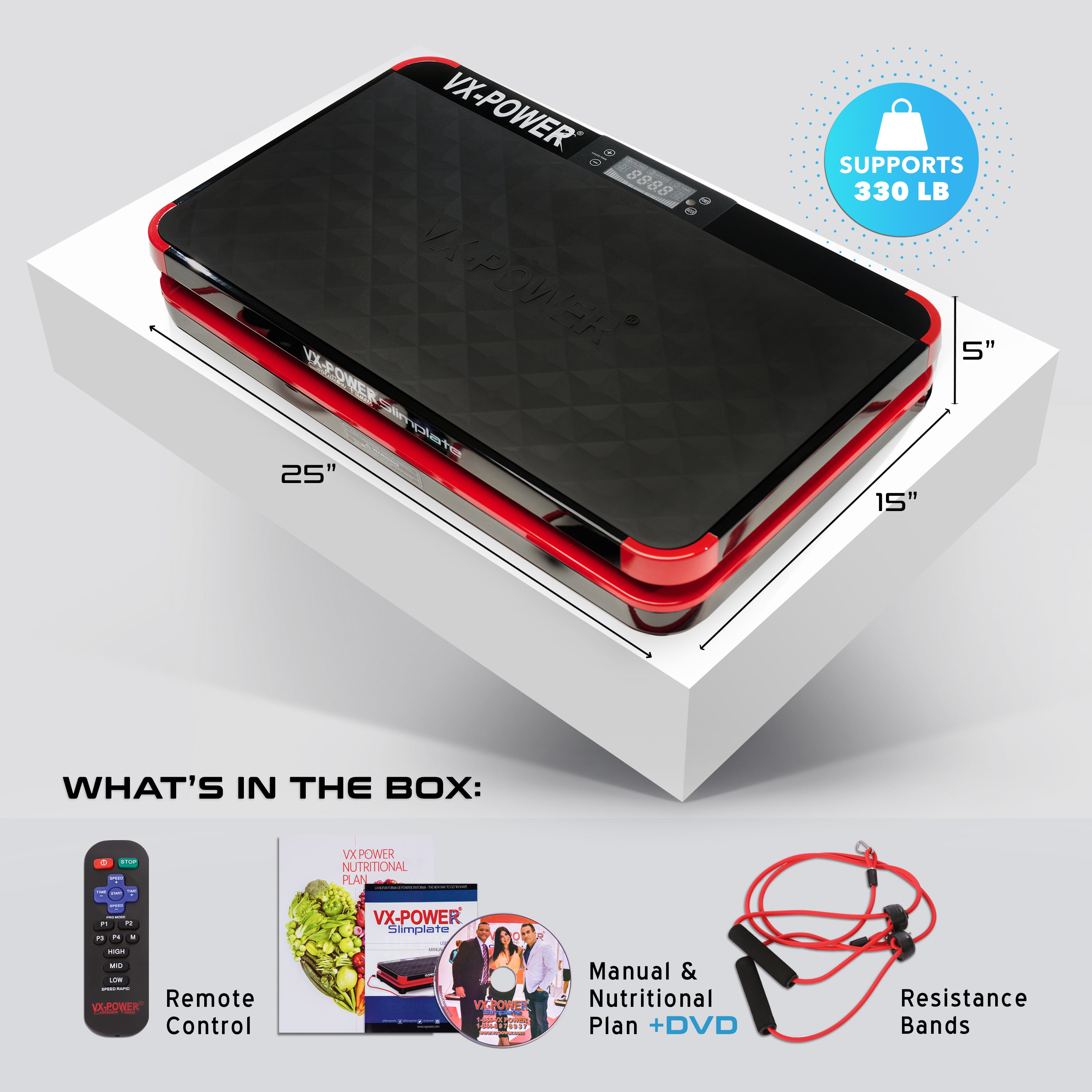 VX-Power Slimplate Digital Vibration Plate Red/Black VX-Power Slimplate Digital Vibration Plate Red/Black