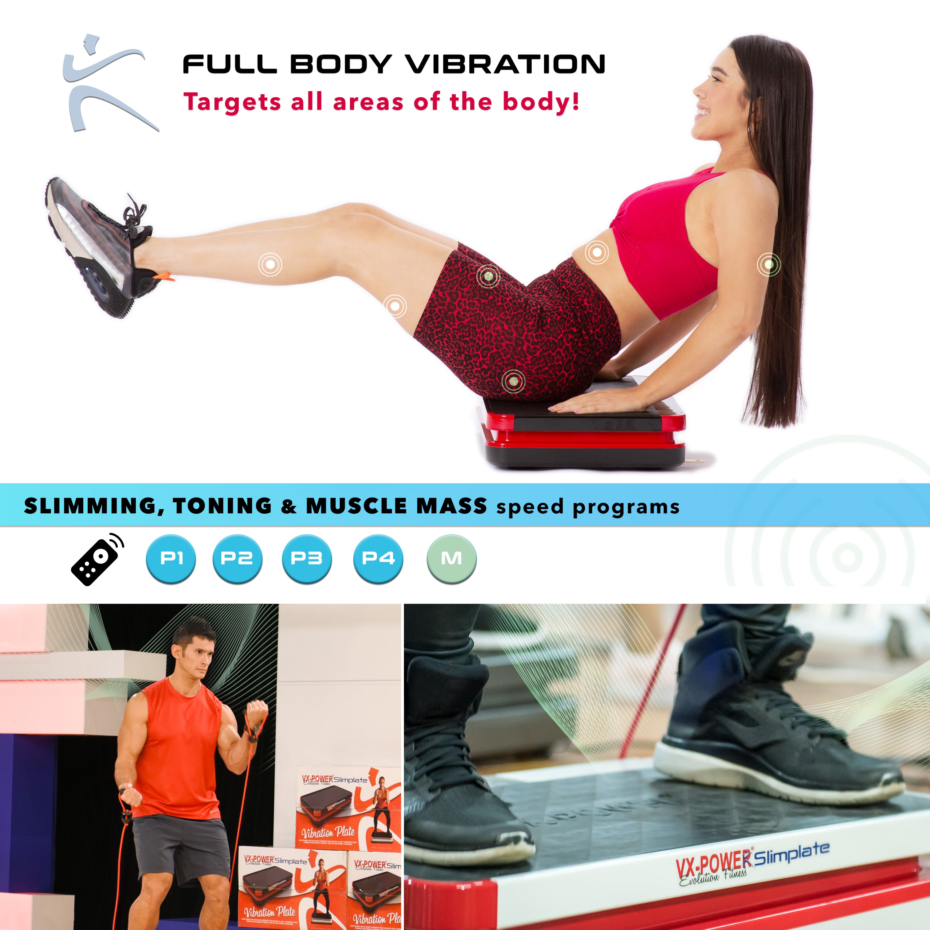 VX-Power Slimplate Digital Vibration Plate Red/Black VX-Power Slimplate Digital Vibration Plate Red/Black